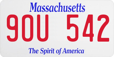 MA license plate 9OU542