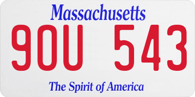 MA license plate 9OU543