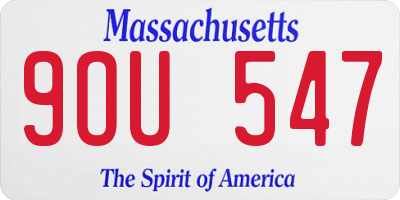 MA license plate 9OU547