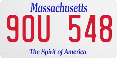 MA license plate 9OU548