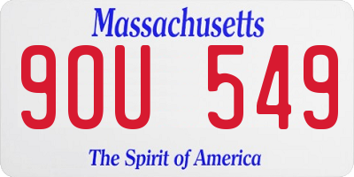 MA license plate 9OU549