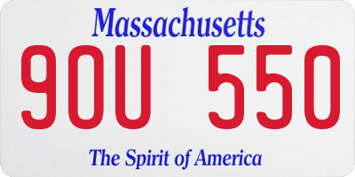 MA license plate 9OU550