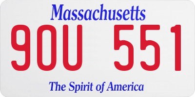 MA license plate 9OU551