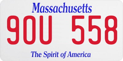 MA license plate 9OU558