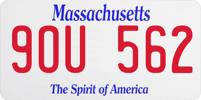 MA license plate 9OU562