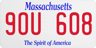 MA license plate 9OU608