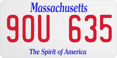 MA license plate 9OU635