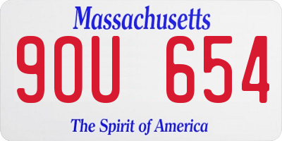 MA license plate 9OU654