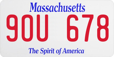 MA license plate 9OU678