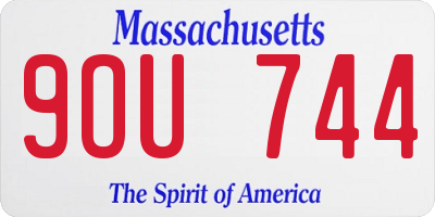 MA license plate 9OU744