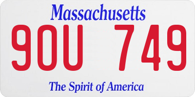 MA license plate 9OU749