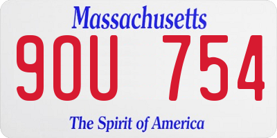 MA license plate 9OU754