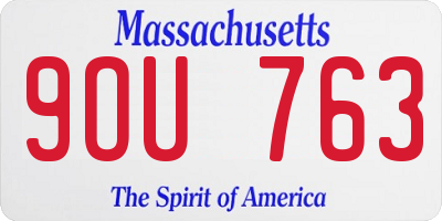 MA license plate 9OU763