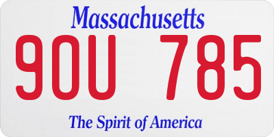 MA license plate 9OU785