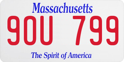MA license plate 9OU799