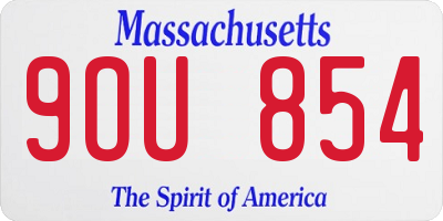 MA license plate 9OU854