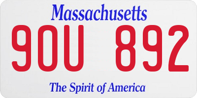 MA license plate 9OU892