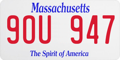 MA license plate 9OU947