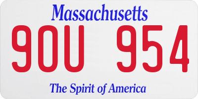 MA license plate 9OU954