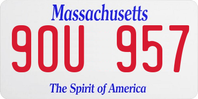 MA license plate 9OU957