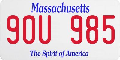 MA license plate 9OU985