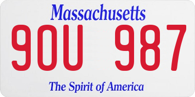 MA license plate 9OU987