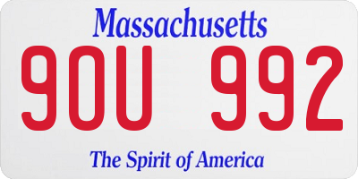 MA license plate 9OU992