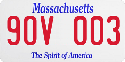 MA license plate 9OV003
