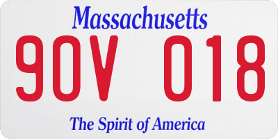MA license plate 9OV018
