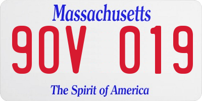 MA license plate 9OV019