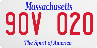 MA license plate 9OV020
