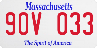 MA license plate 9OV033