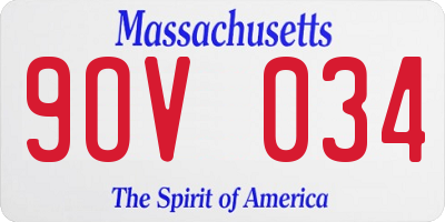 MA license plate 9OV034