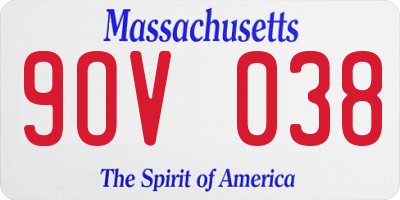 MA license plate 9OV038