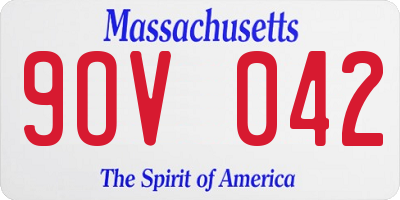 MA license plate 9OV042