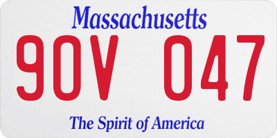 MA license plate 9OV047