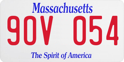 MA license plate 9OV054