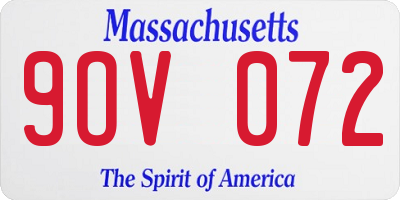MA license plate 9OV072