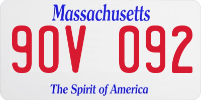 MA license plate 9OV092