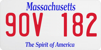 MA license plate 9OV182