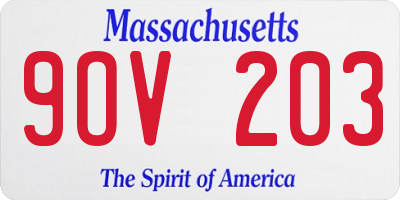 MA license plate 9OV203