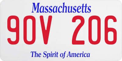MA license plate 9OV206
