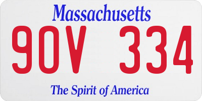 MA license plate 9OV334