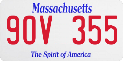 MA license plate 9OV355