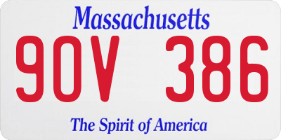 MA license plate 9OV386