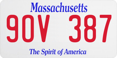 MA license plate 9OV387