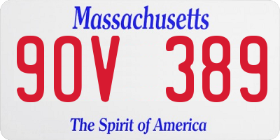 MA license plate 9OV389