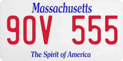 MA license plate 9OV555