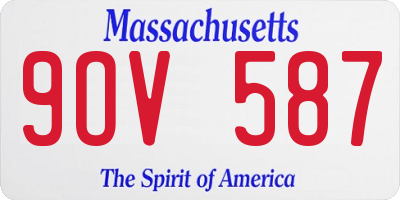 MA license plate 9OV587