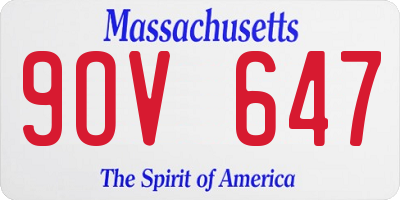MA license plate 9OV647
